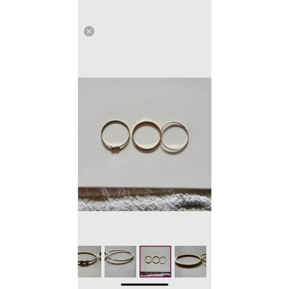 Gold Bangle Bracelet Set of 3 – Bow, Crystal Accent, Minimalist Stack